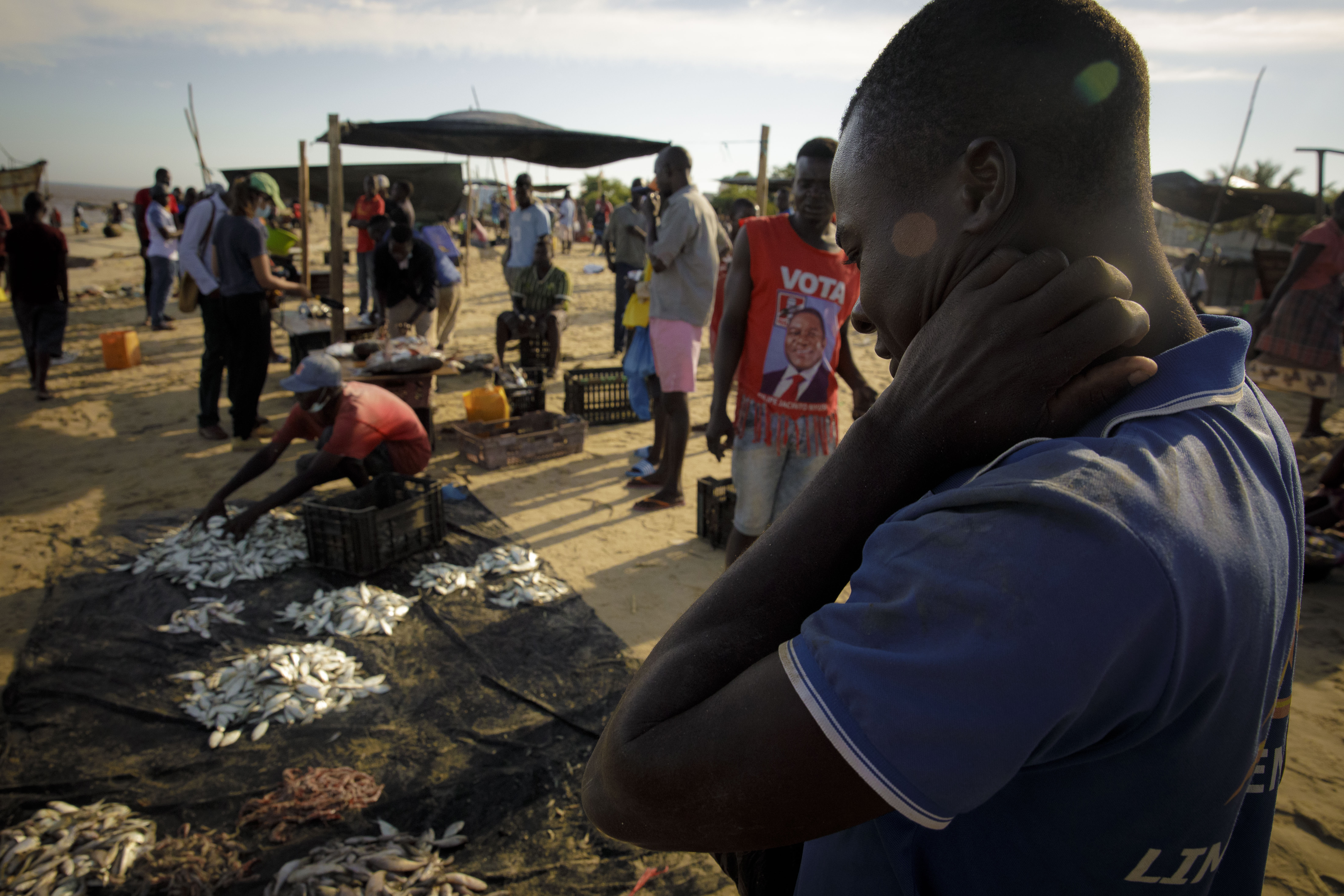 Fernando Joao, a 25-year-old fisherman, in Praia Nova in Beira, central Mozambique.