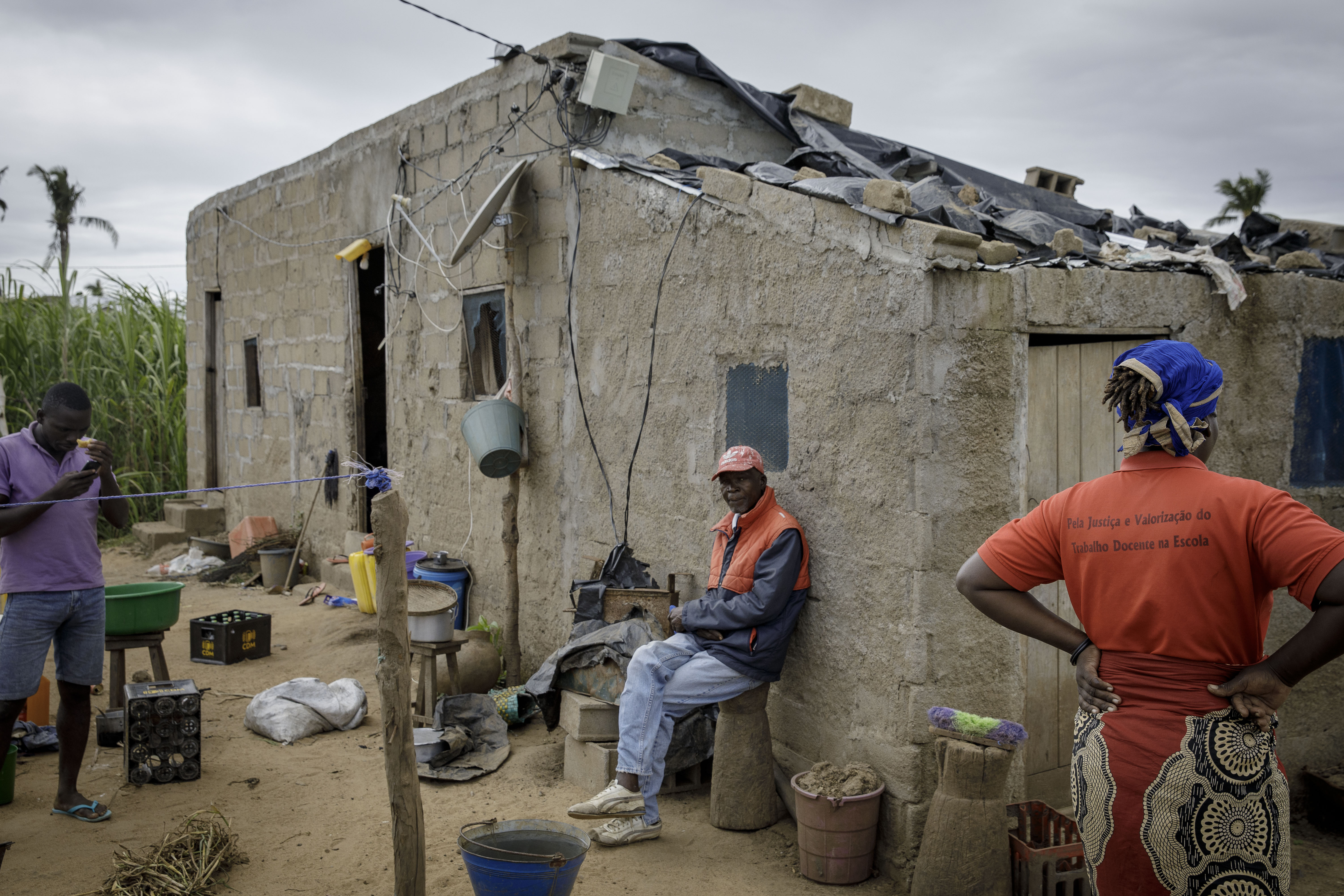 Buildings partially destroyed by cyclones and flooding near the river Buzi in Buzi town, Central Mozambique.​