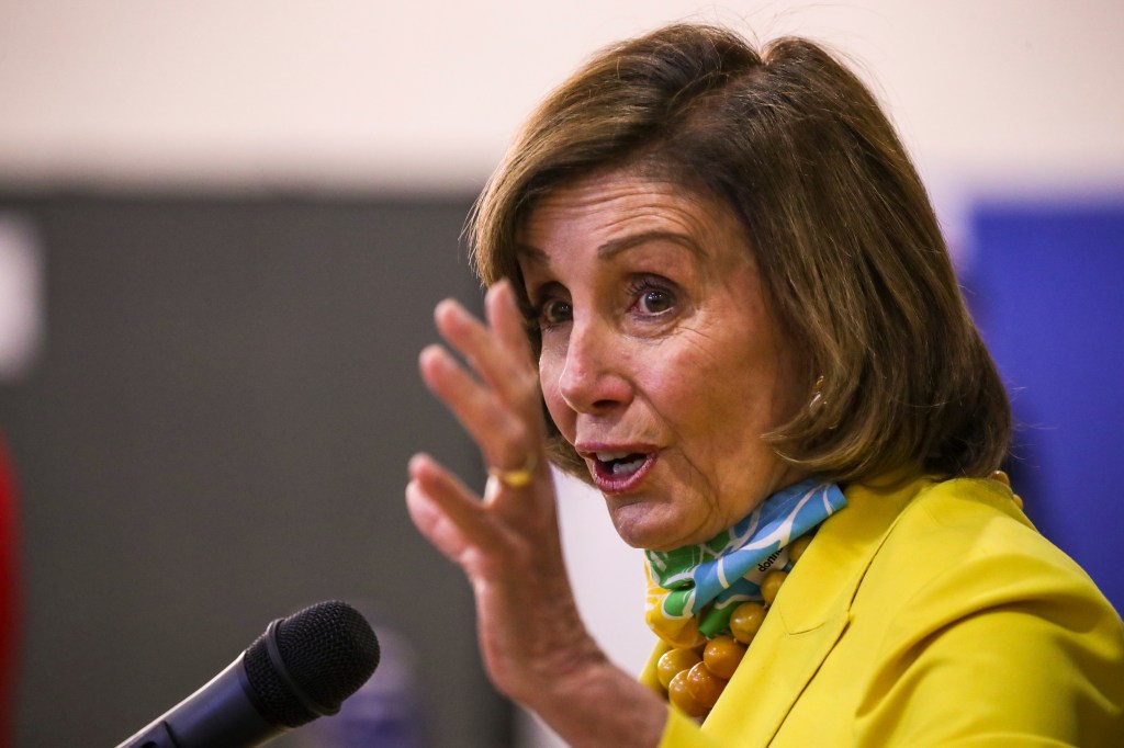 House Speaker Nancy Pelosi, talks about the expanded Child Tax Credit at a press conference held at Barrio Action Youth and Family Center on Thursday, July 15, 2021 in Los Angeles, CA.