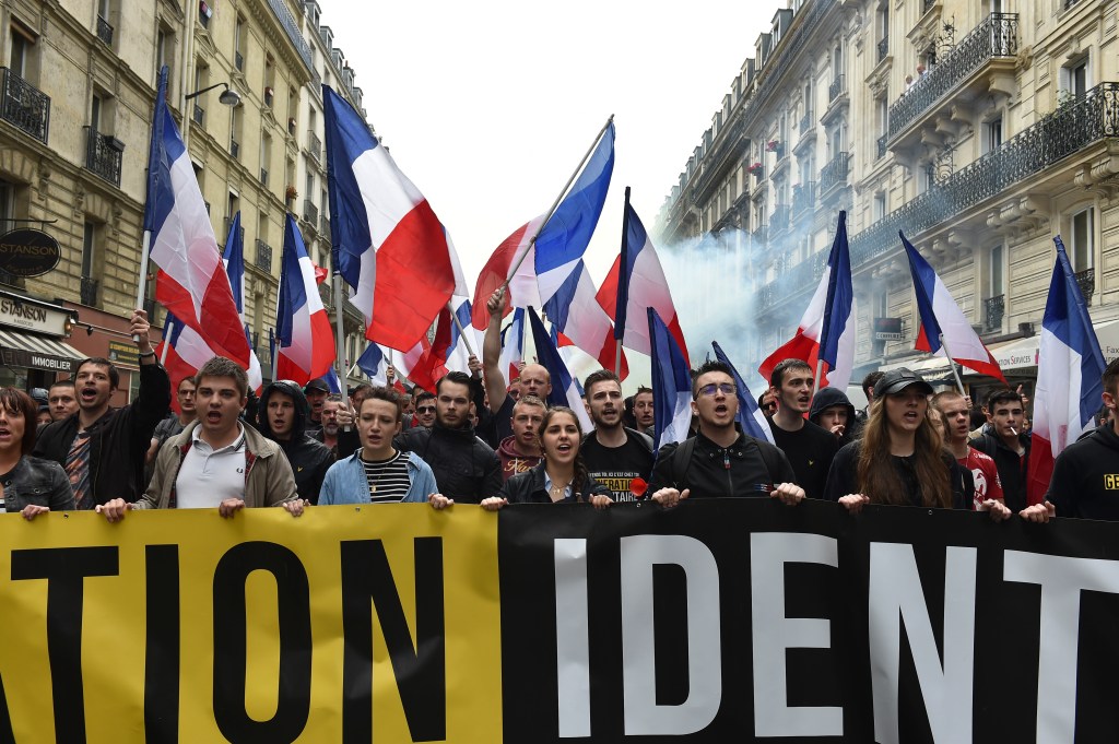 Génération Identitaire and the Bloc Identitaire, march from Place Monge to Place Saint-Sulpice.