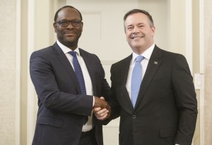 justice minister kaycee madu and alberta premier jason kenney