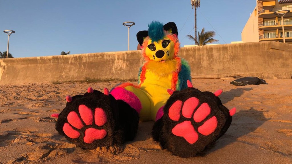 furry fursona en la playa