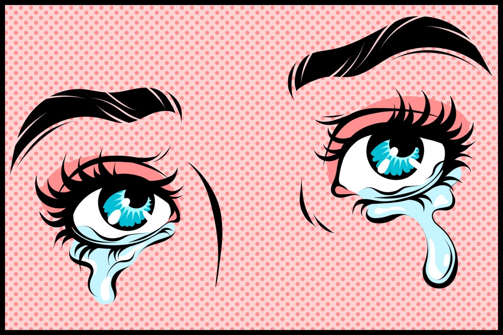 Pop art rendering of eyes crying.