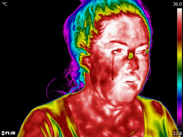 Thermo imaging of a person crying