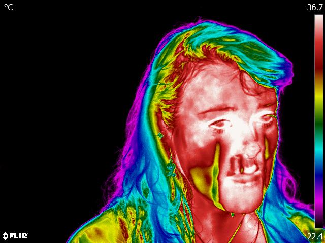 Thermo imaging of a person crying