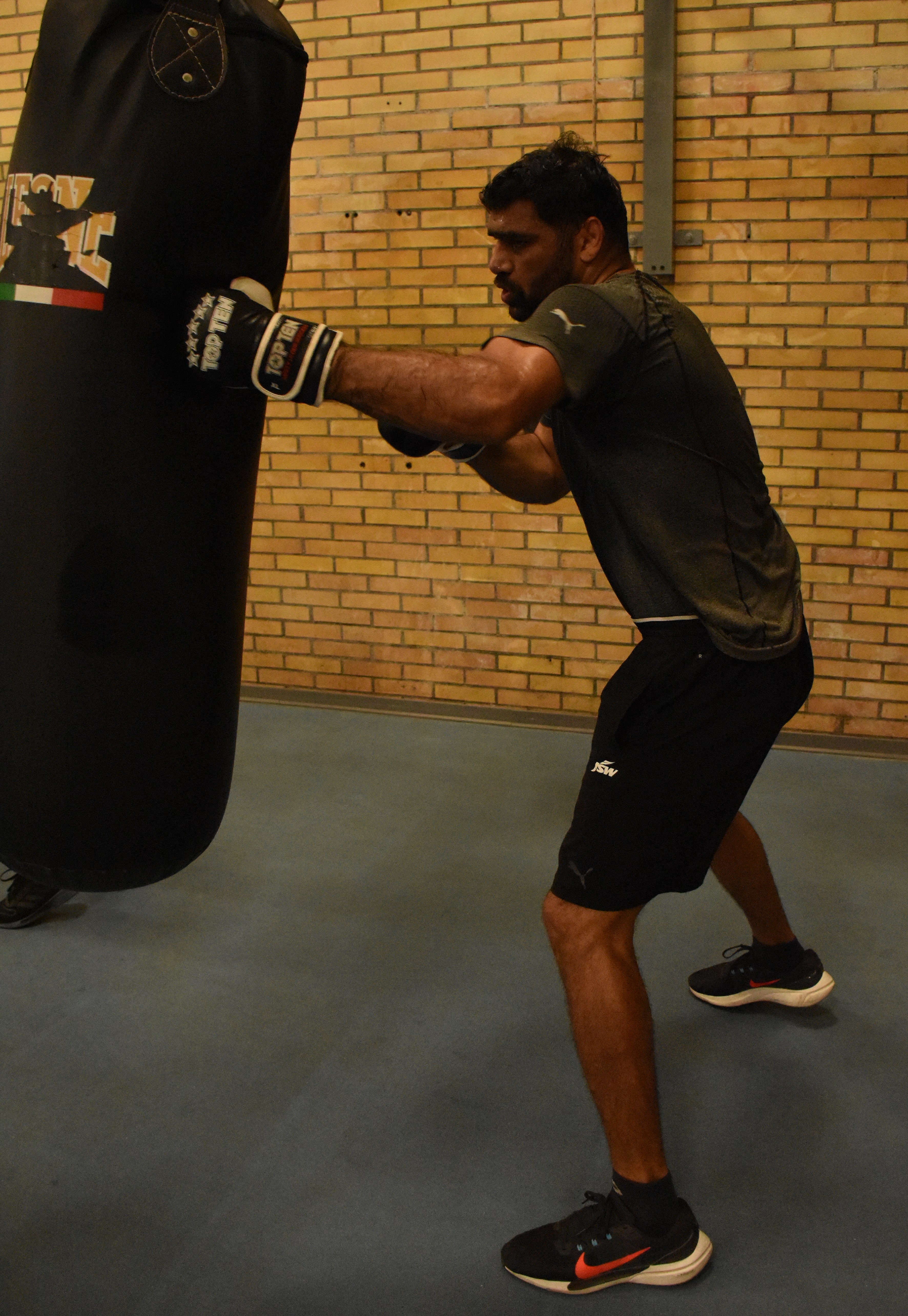 Tokyo Bound Satish Kumar (91+kg) in action during a training session at Federazione Pugilistica Italiana, National Boxing training centre of Italy in Assisi.1.JPG