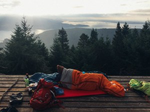 sleeping bag and forest