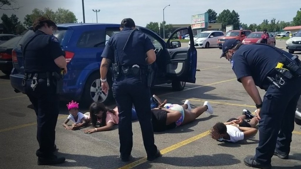 BRITTANY GILLIAM'S DAUGHTER, SISTER, AND TWO NIECES ARE HELD AT GUNPOINT BY MEMBERS OF THE AURORA POLICE DEPARTMENT IN AURORA, COLORADO, ON AUGUST 2, 2020.