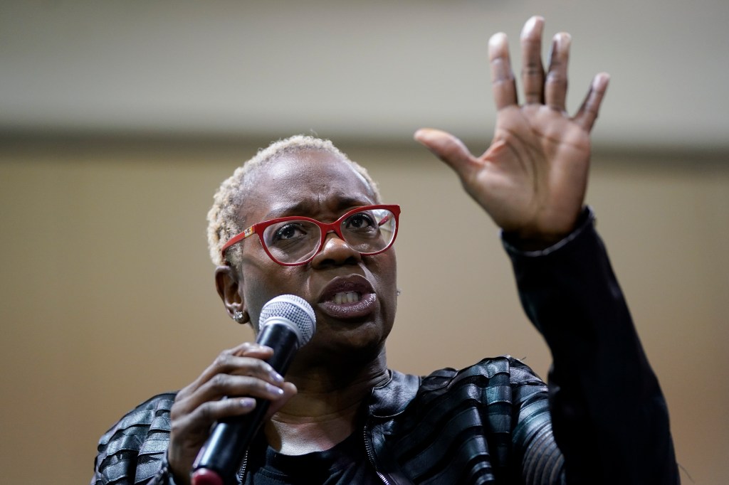 Nina Turner, National co-chair of the Bernie Sanders campaign, speaks before introducing Democratic presidential candidate Sen. Bernie Sanders (I-VT) during a campaign rally at the Charleston Area Convention Center on February 26, 2020 in North Charleston