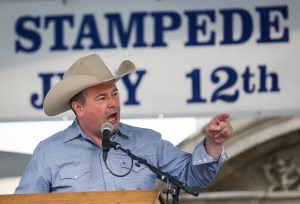 Alberta Premier Jason Kenney speaks at the Premier's annual Stampede breakfast in Calgary, Alta., Monday, July 12, 2021.