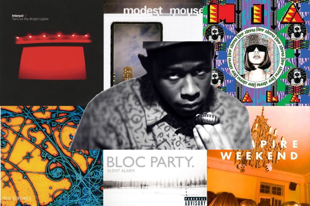 Albums by Interpol, the Strokes, Modest Mouse, Bloc Party, M.I.A., and Vampire Weekend, along with Tyler, the Creator