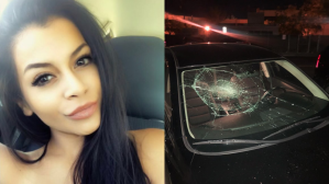 ​Left: Yessenia Garcia. Right: The windshield of Garcia's car the night she was arrested.