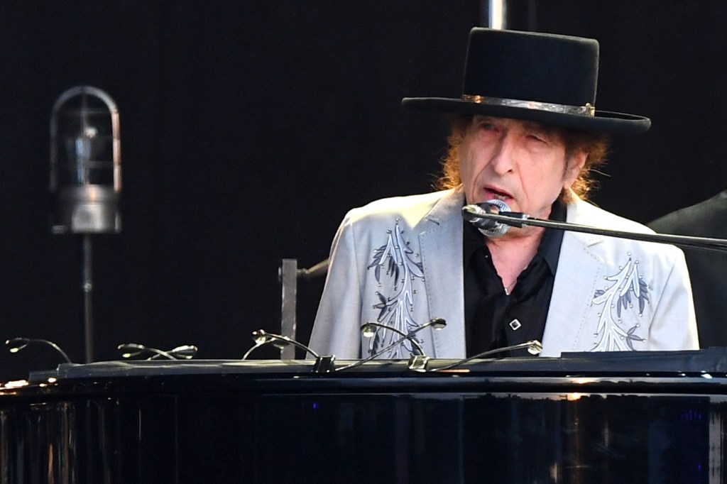 Bob Dylan performs on a double bill with Neil Young at Hyde Park on July 12, 2019 in London, England.