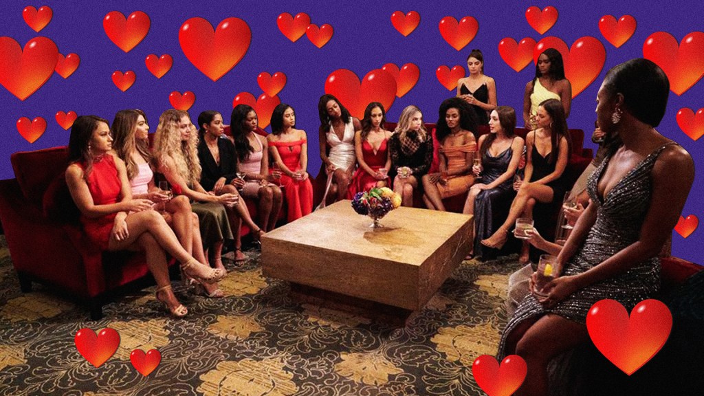 the cast of Matt's season surrounded by hearts