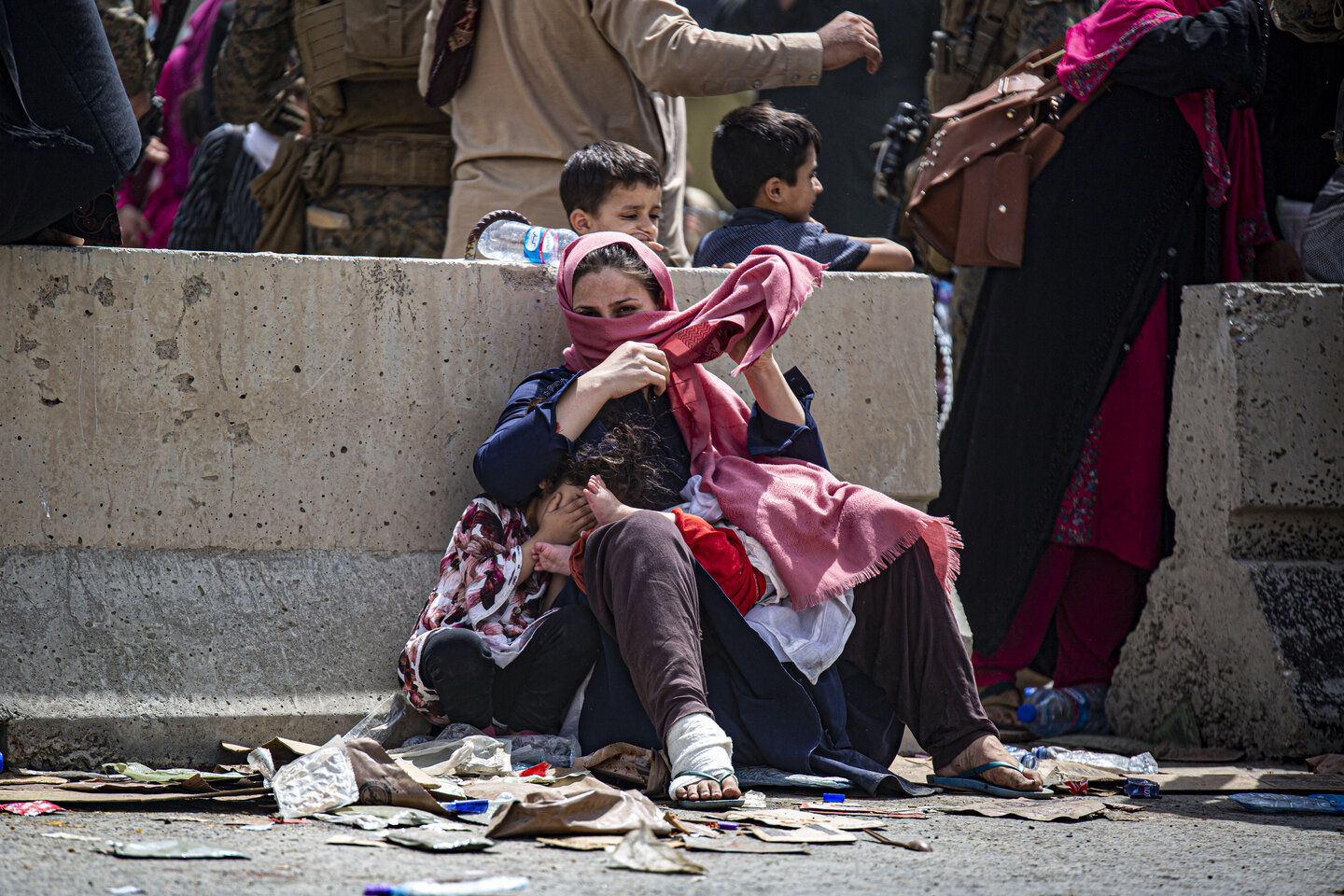 Afghan woman and children