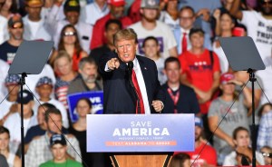 Donald J. Trump delivers remarks at a major rally hosted by the Alabama Republican Party and in conjunction with the Alabama Republican Party's Summer Meeting to support the MAGA agenda in Cullman, Alabama in Cullman, AL, United States on August 21, 2021.