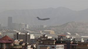 People who want to flee the country wait around Hamid Karzai International Airport while the evacuation flights continue in Kabul, Afghanistan on August 24, 2021.