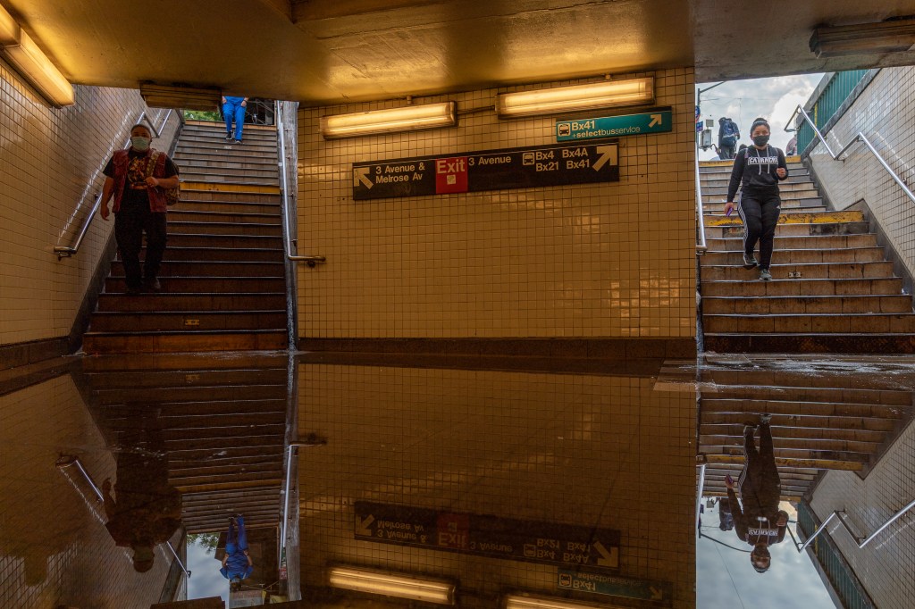 Flooded subway station in the Bronx