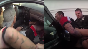 Johnny Wheatcroft​ being detained by Glendale police in 2017 in Glendale, Arizona.