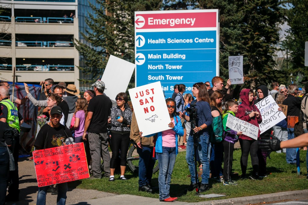 An anti-vax group that has organized a series of protests at hospitals across Canada will be  taking “a break” following their much-derided rallies that saw protests facing off with health care workers.