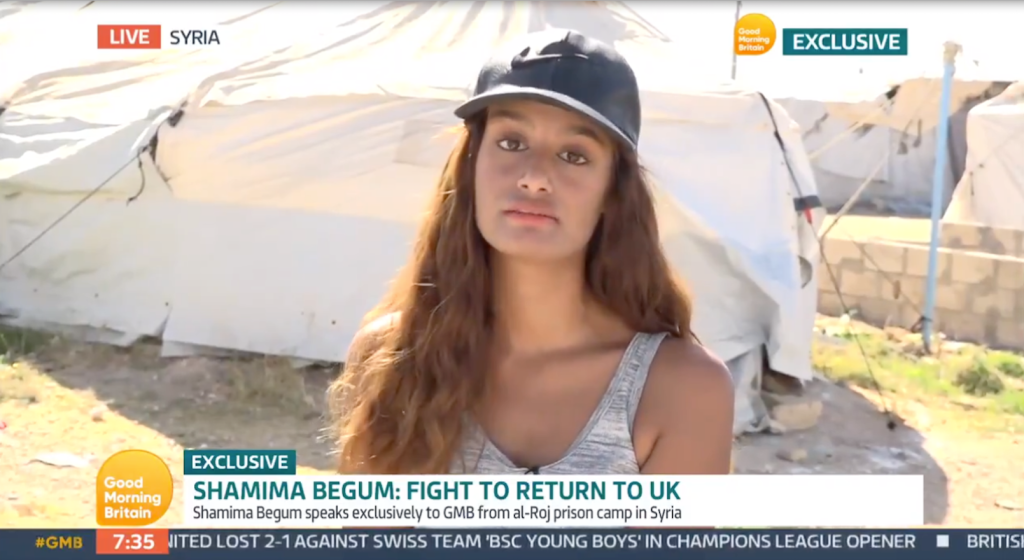 ​Shamima Begum speaks to Good Morning Britain. Screengrab: Good Morning Britain