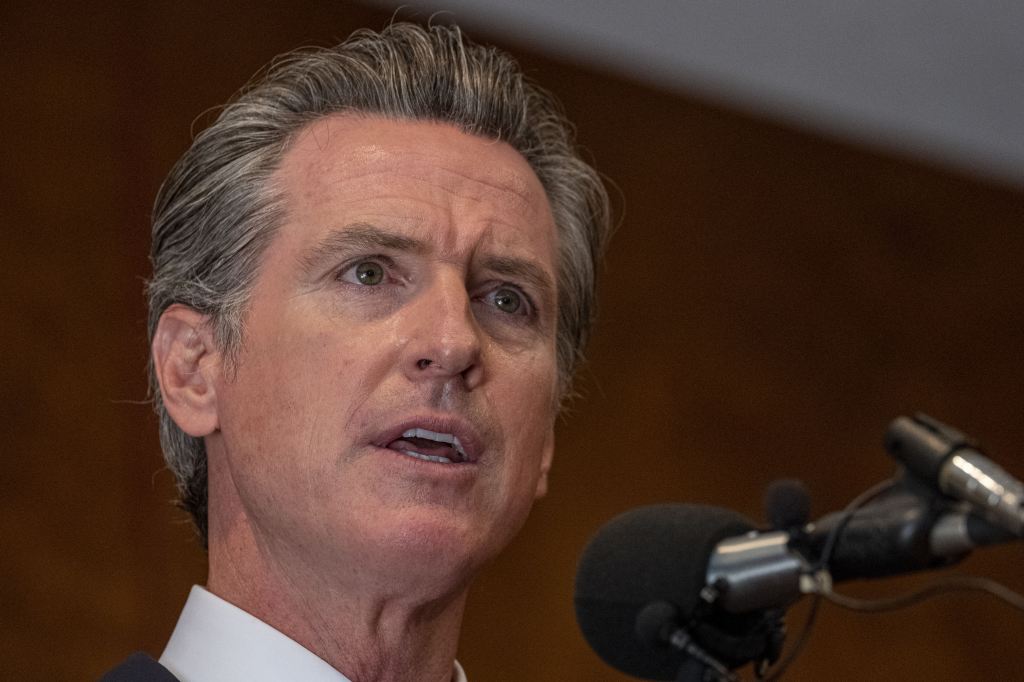 Gavin Newsom, governor of California, speaks at an IBEW Local 6 event during the gubernatorial recall election in San Francisco, U.S., on Tuesday, Sept. 14, 2021. (David Paul Morris/Bloomberg via Getty Images​)