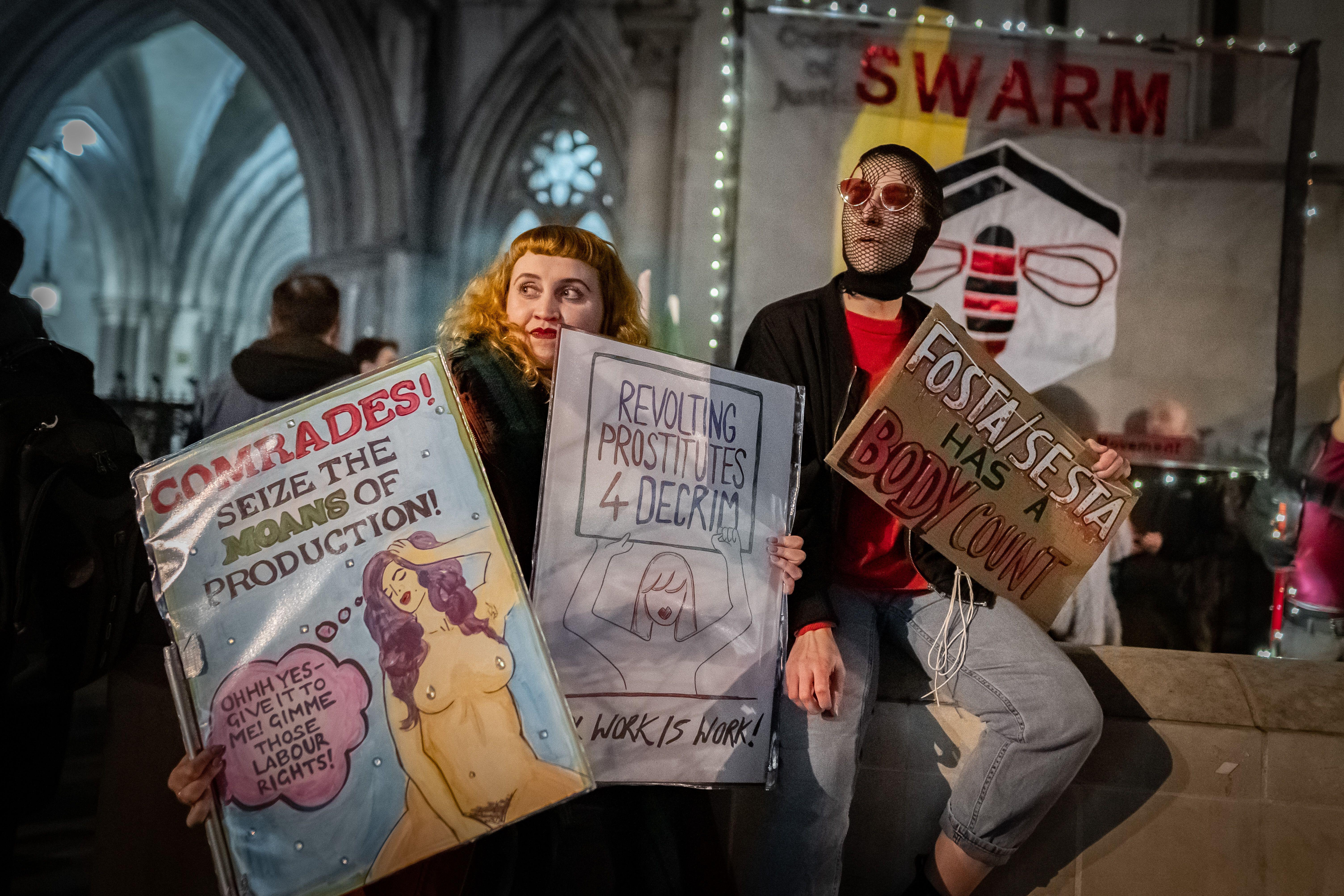 Protesters at a sex workers' rights demonstration in London