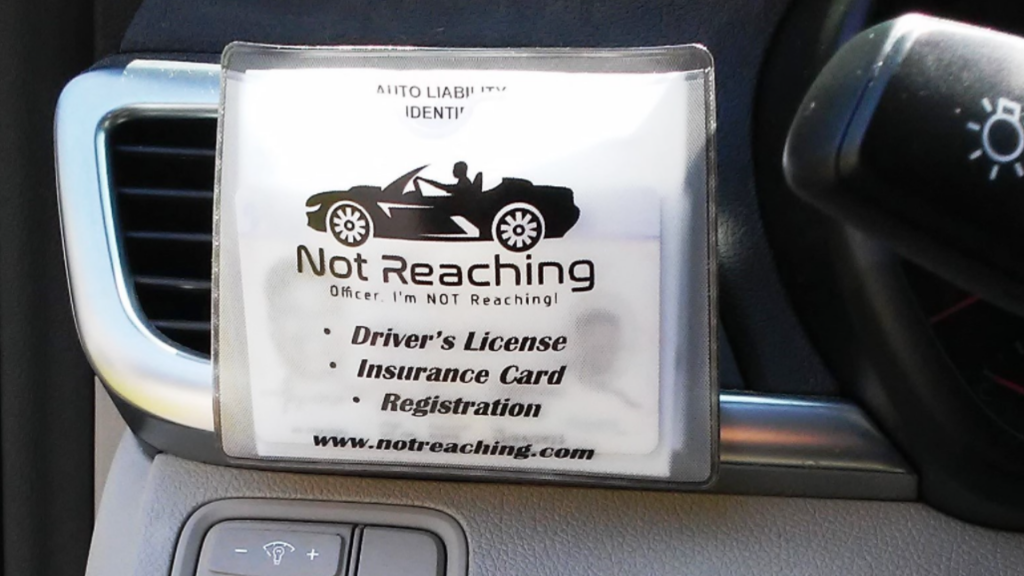 The Minnesota Department of Public Safety released ​a similar version of these “not-reaching pouches” to hold drivers' licenses, insurance cards, and registrations.