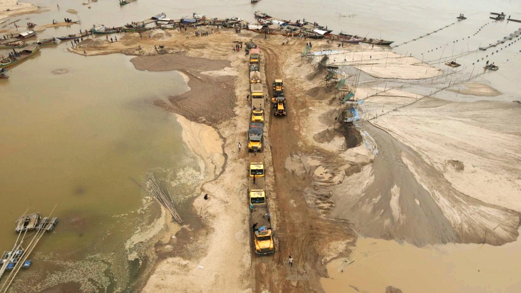 Sand dredging operations in Netrokona, Bangladesh