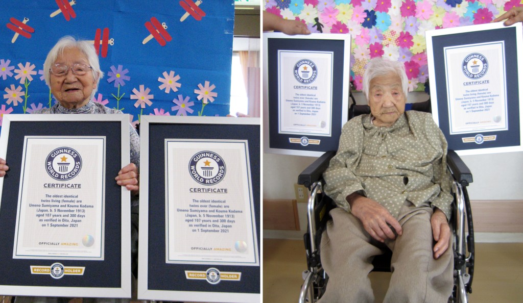 guinness, world record, oldest, living, japan, identical twins, 107, sisters