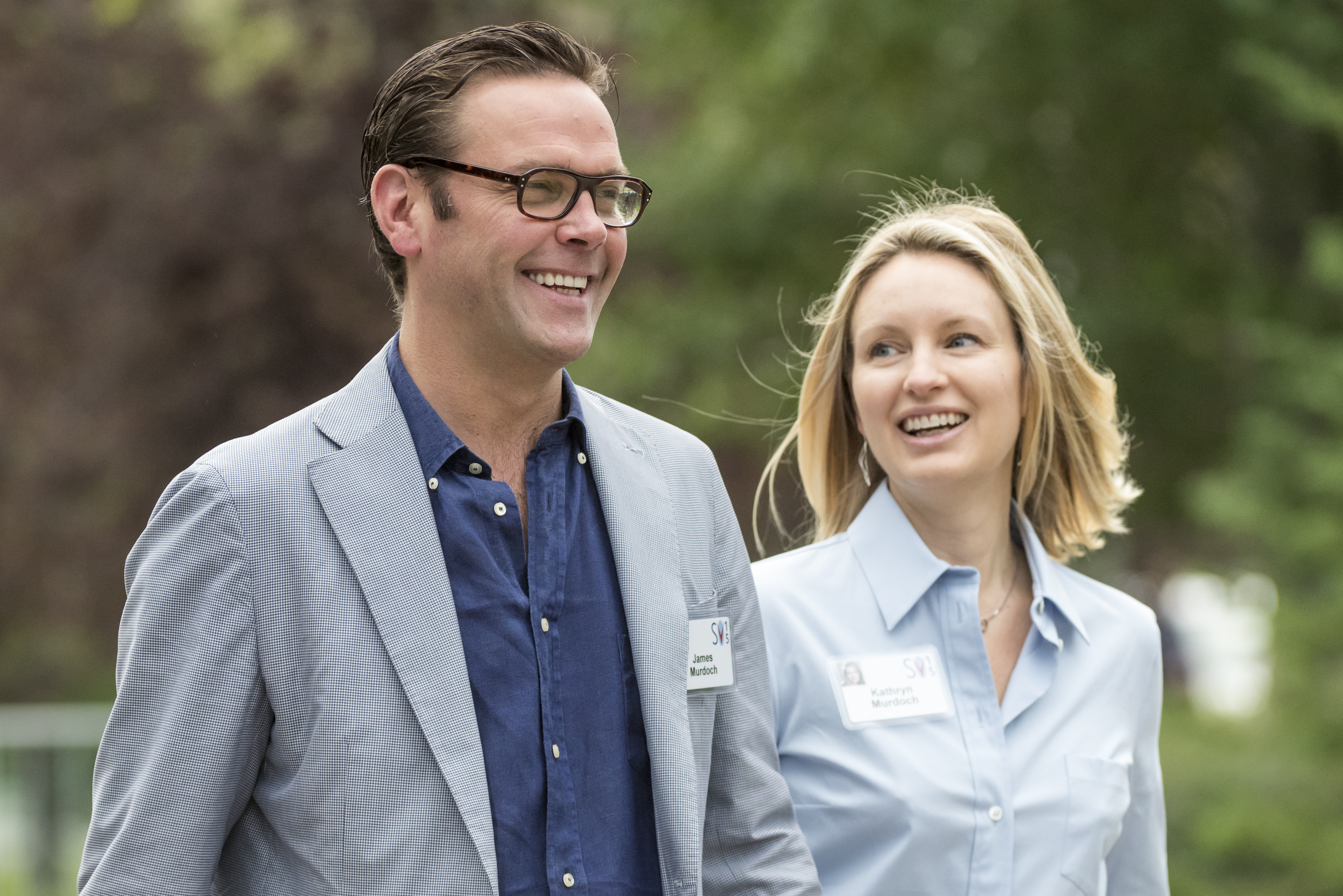 James Murdoch with his wife, Kathryn, in 2015 when he was CEO of 21st Century Fox.