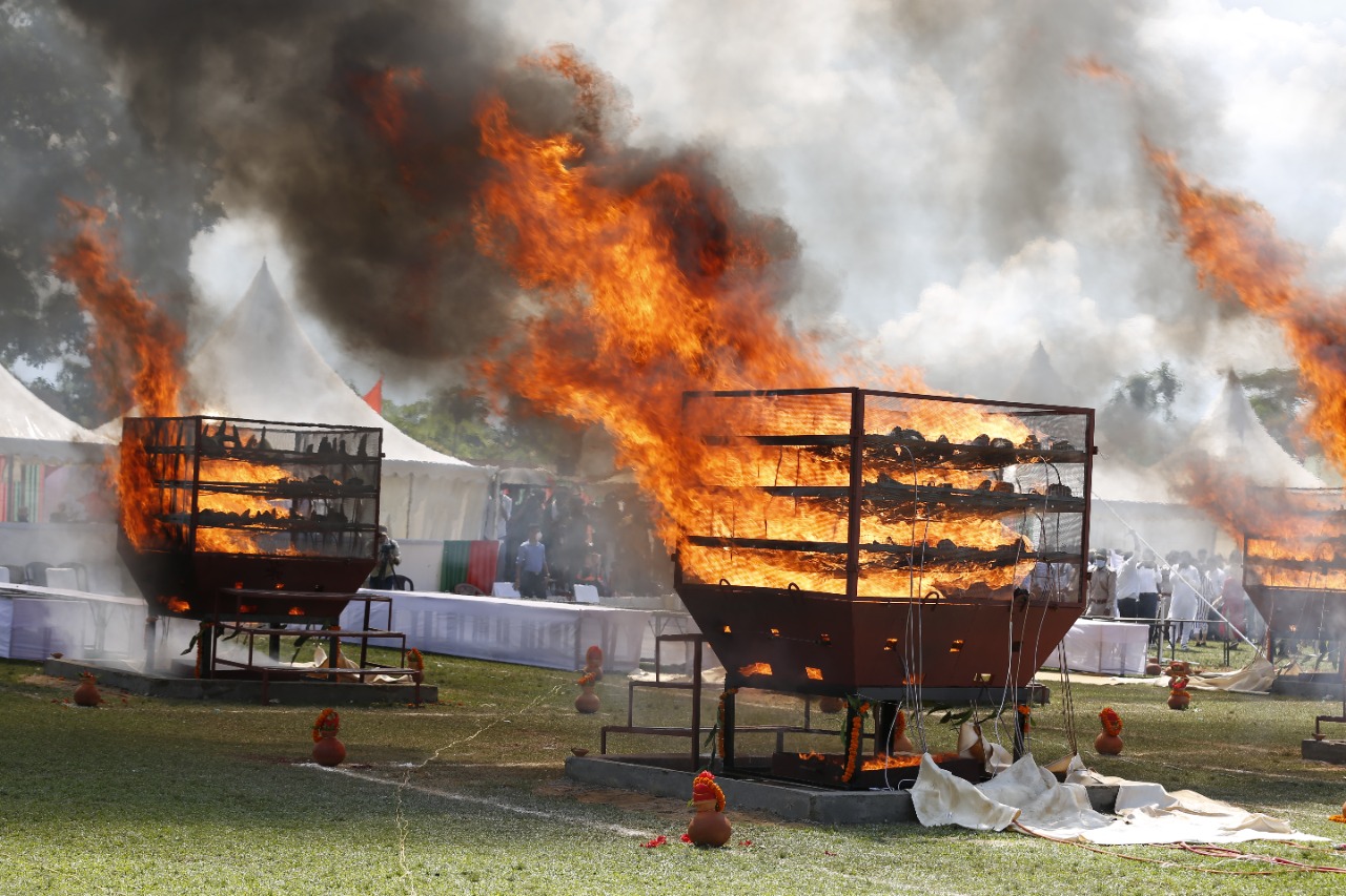 rhino horns set on fire Assam India.jpeg