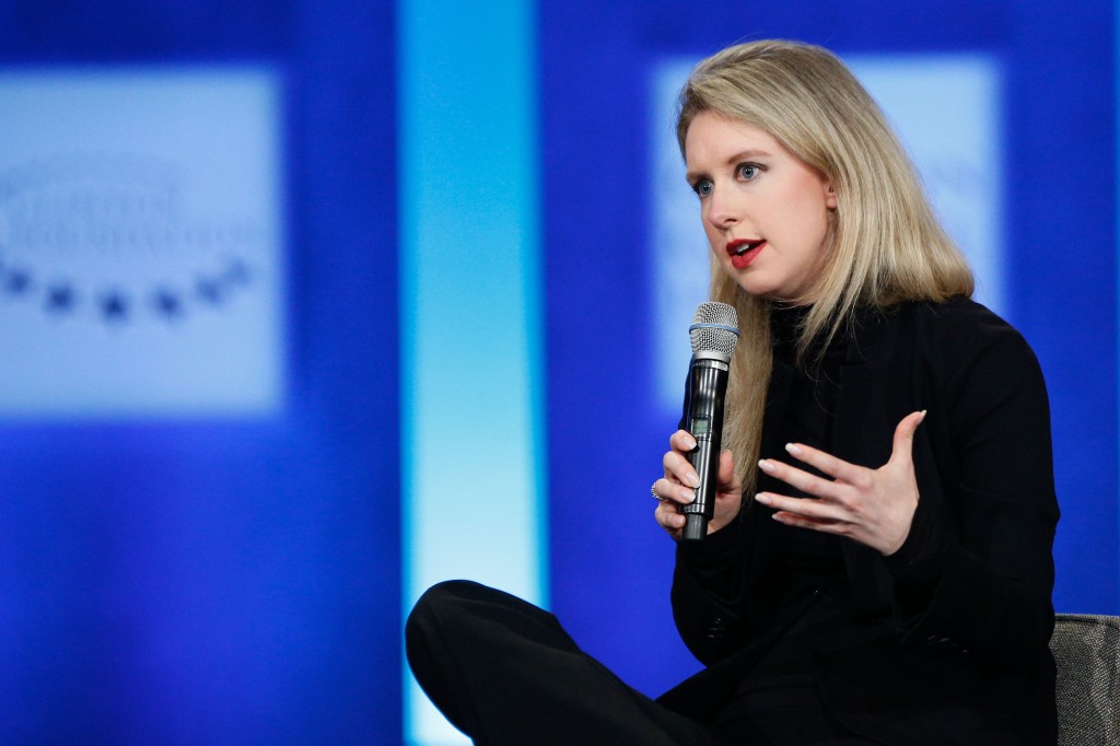 Elizabeth Holmes speaks on stage about Theranos during the closing session of the Clinton Global Initiative 2015 on September 29, 2015 in New York City.