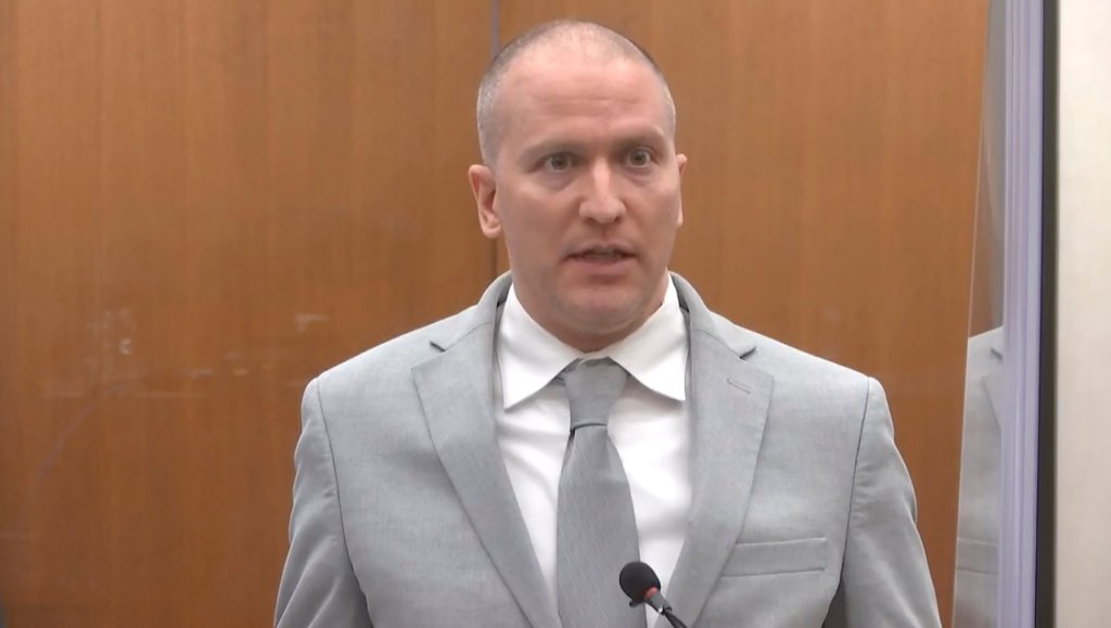 FILE - In this June 25, 2021, file image taken from video, former Minneapolis police Officer Derek Chauvin addresses the court as Hennepin County Judge Peter Cahill presides over Chauvin's sentencing at the Hennepin County Courthouse in Minneapolis.