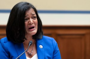 Rep. Pramila Jayapal, D-Wash., testifies about her decision to have an abortion, Thursday, Sept. 30, 2021, during a House Committee on Oversight and Reform hearing on Capitol Hill in Washington.