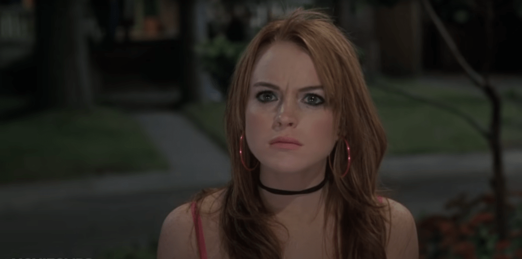 A screenshot of Lindsay Lohan in Mean Girls.