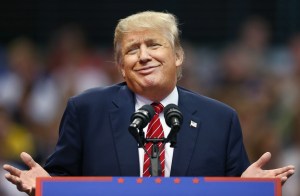 Former President Donald Trump speaks during a campaign rally.