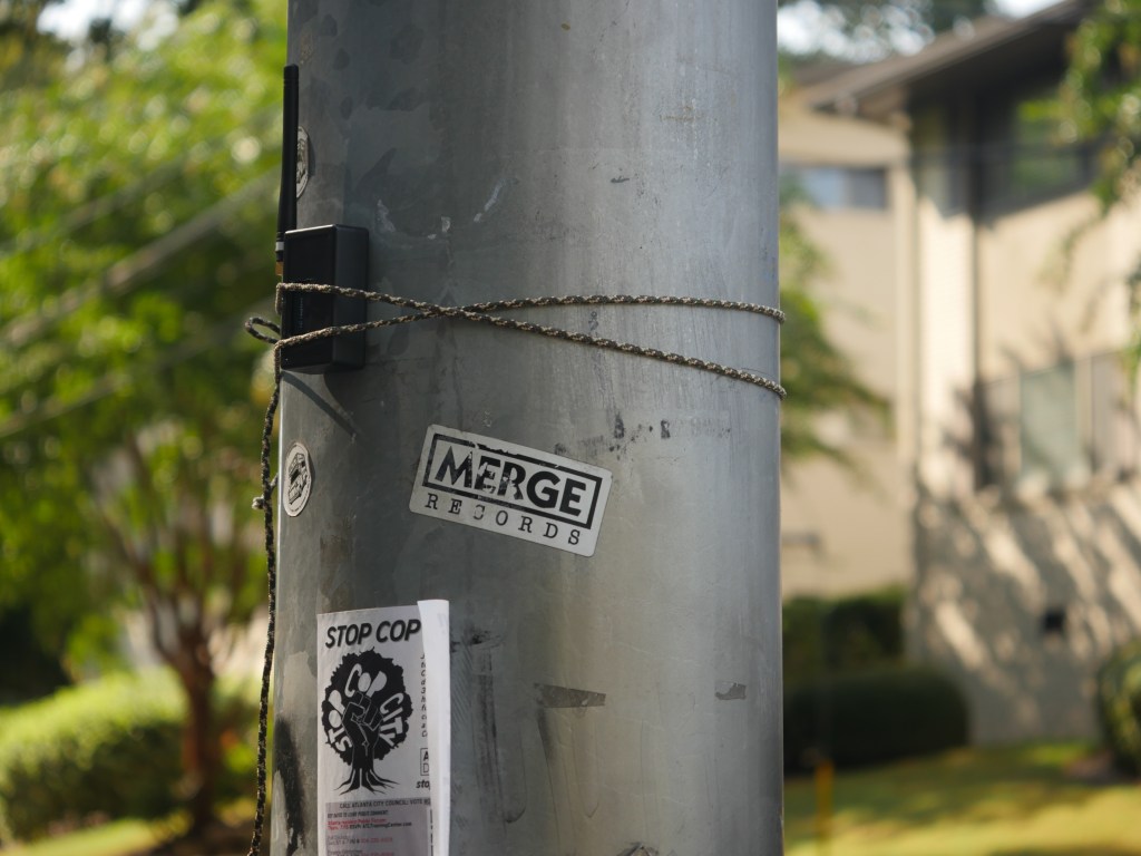 A mesh networking device is affixed to a utility pole