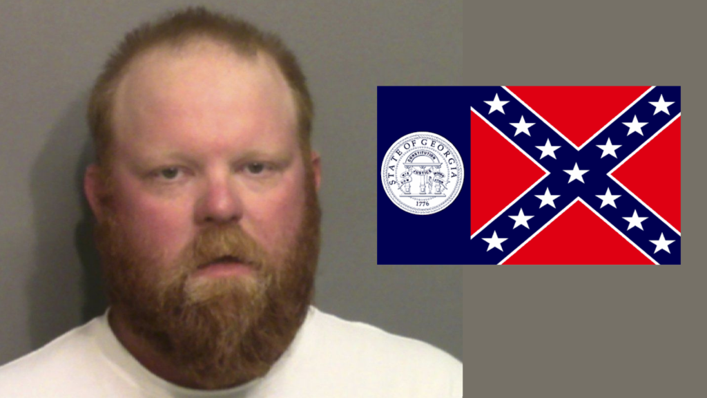 travis mcmichael with Confederate flag