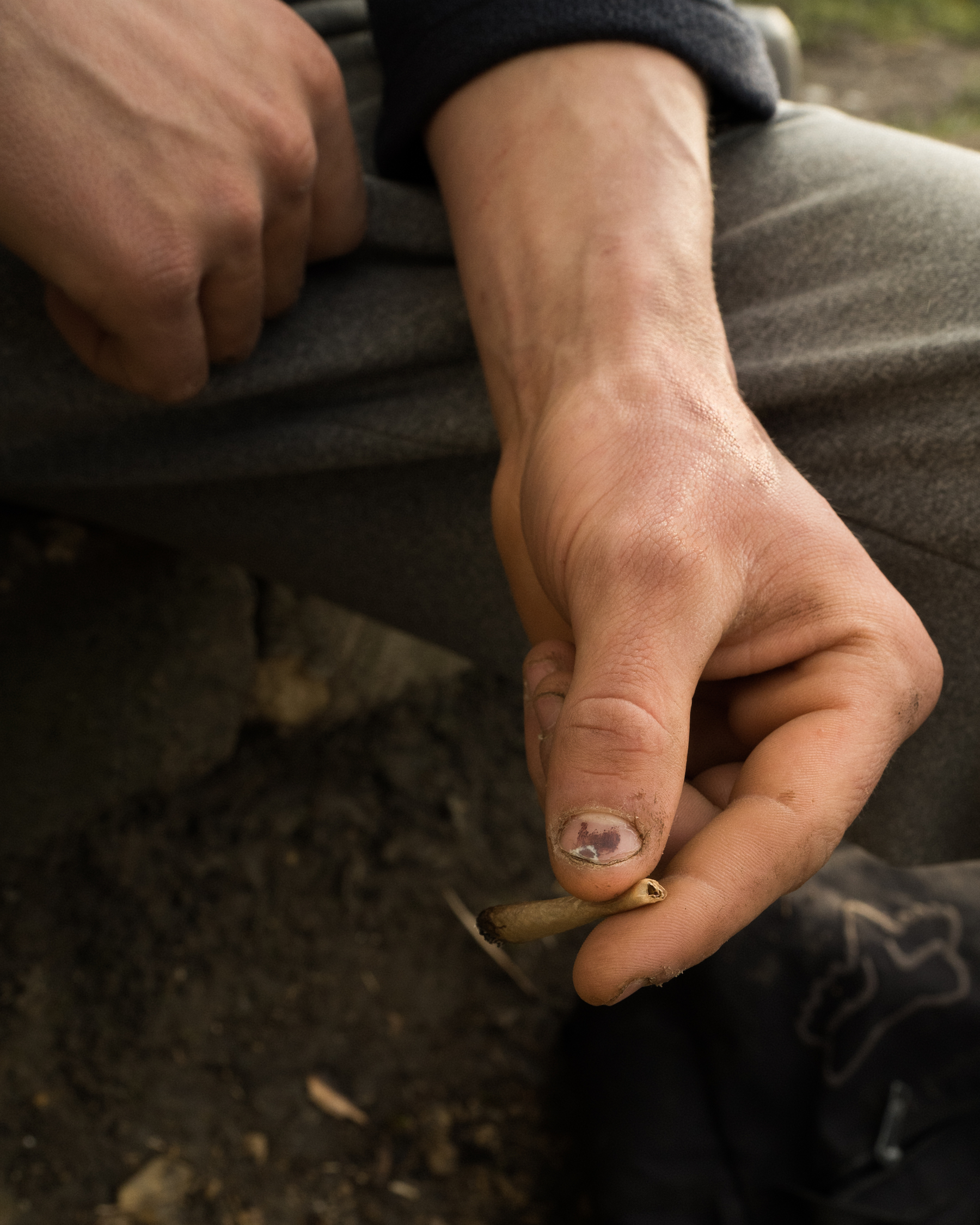 A rider smoking a joint.