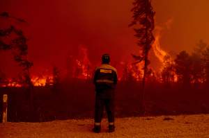 A forest fire rages in Yakutia, Russia. Photo: Ivan Nikiforov/Anadolu Agency via Getty Images