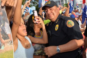 Miami Police Chief Art Acevedo attends SOSCuba rally in support of the demonstration for Freedom in Cuba at Versailles restaurant in Little Havana on July, 14, 2021 in Miami, Florida.