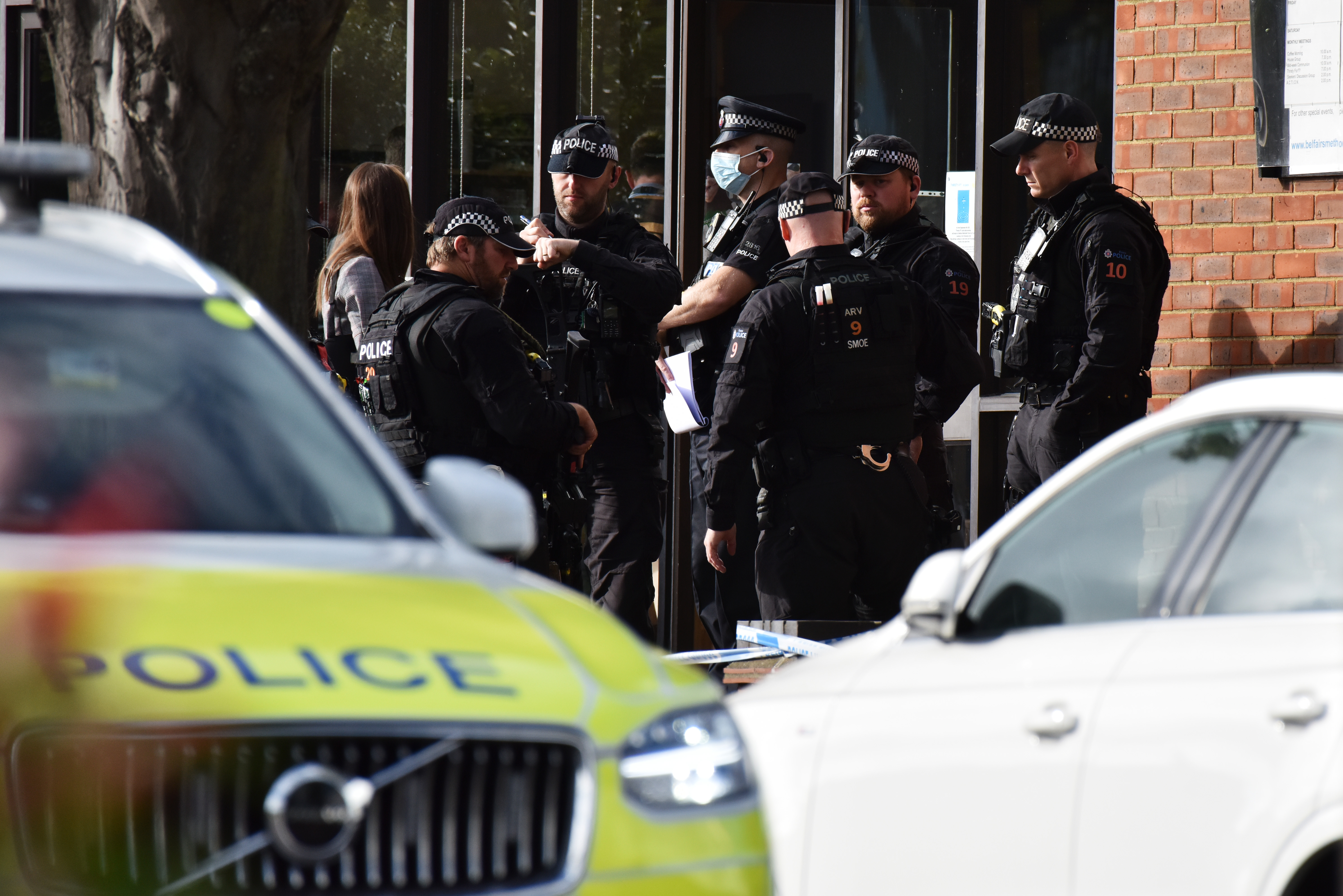 Police officers at the scene on Friday. Photo: John Keeble/Getty Images