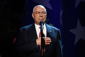 Distinguished American leader General Colin L. Powell, USA (Ret.) speaks during the 2018 National Memorial Day Concert at U.S. Capitol, West Lawn on May 27, 2018 in Washington, DC. (Paul Morigi/Getty Images for Capital Concerts)​