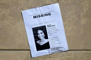 A flyer for missing teen Miya Marcano is viewed on the University of Central Florida campus during a new coronavirus pandemic, Tuesday, Sept. 28, 2021, in Orlando, Florida.