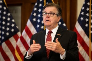 Texas Lt. Gov. Dan Patrick speaks after Texas Governor Greg Abbott announced the reopening of more Texas businesses during the COVID-19 pandemic at a press conference at the Texas State Capitol in Austin on Monday, May 18, 2020. (Lynda M. Gonzalez-Pool/Ge