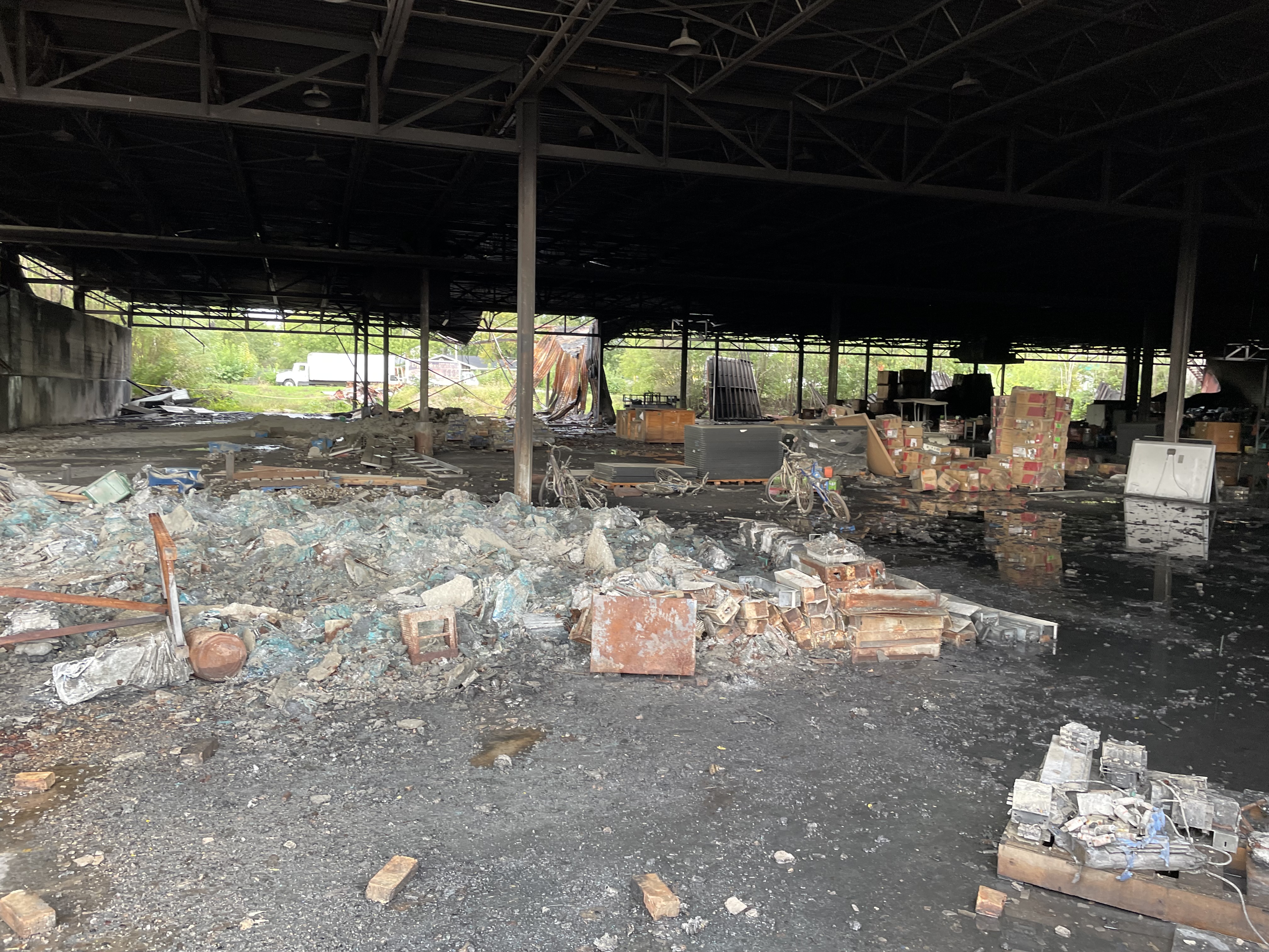 Abandoned warehouse with debris