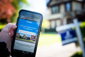 Zillow being used on a phone