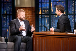 Walking Dead comic book creator, Robert Kirkman, during an interview with host Seth Meyers on October 8, 2015