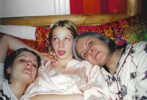 Genesis P-Orridge with daughters Genesse and Caresse in New York